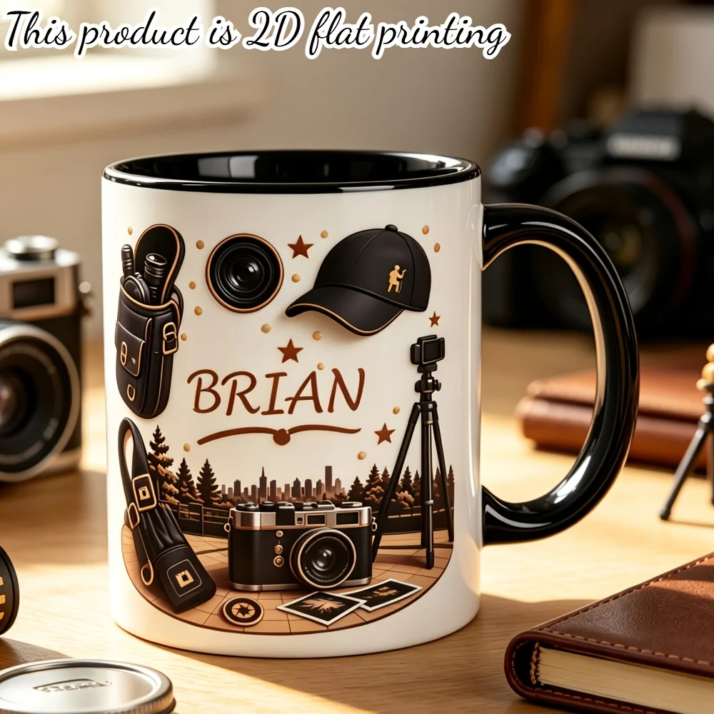 Personalized Custom Name Photography Theme Mug 11oz Camera Photographer Birthday Christmas Anniversary Gift 2D Printed Father Da