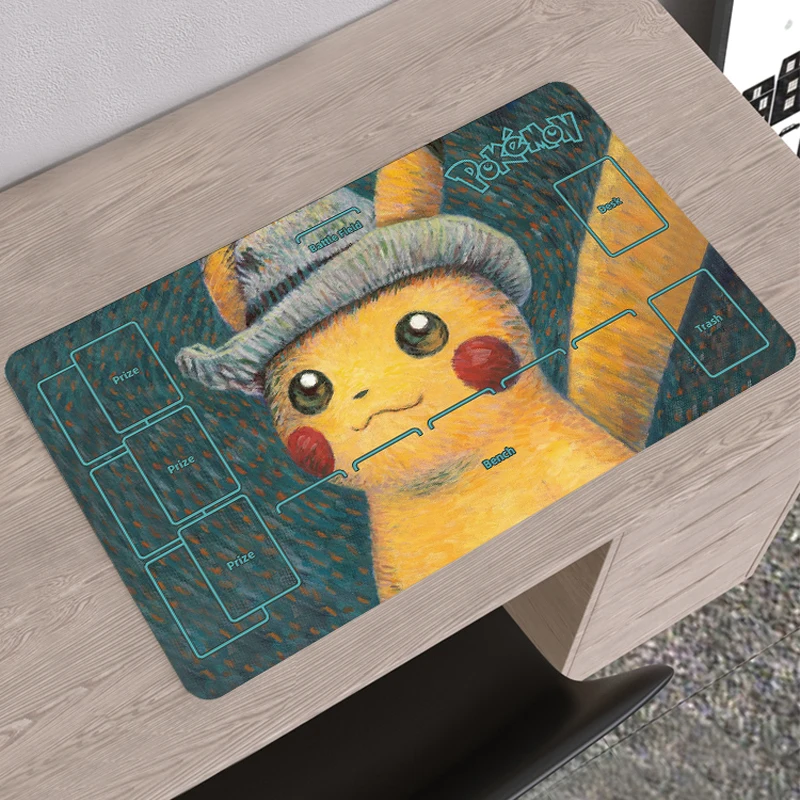 60*35*0.2cm Diy PTCG Pokemon Van Gogh Pikachu Dedicated GAME Card Mat Battle Gift Toy Anime Table Mat