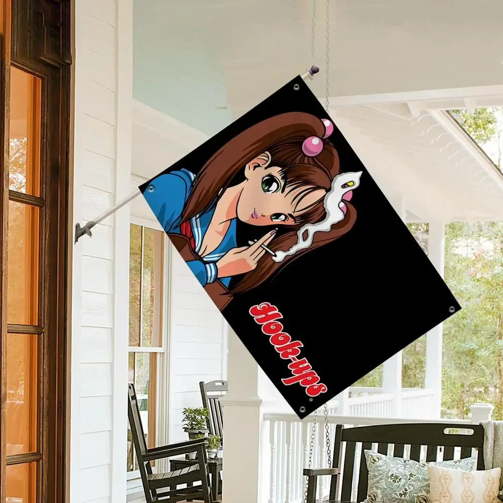 Cool Hook U-Ups Skateboards Flags No-installation Foldable Flag, Personalized Logo Banner for Dorm, Outdoor Picnics, Balconies