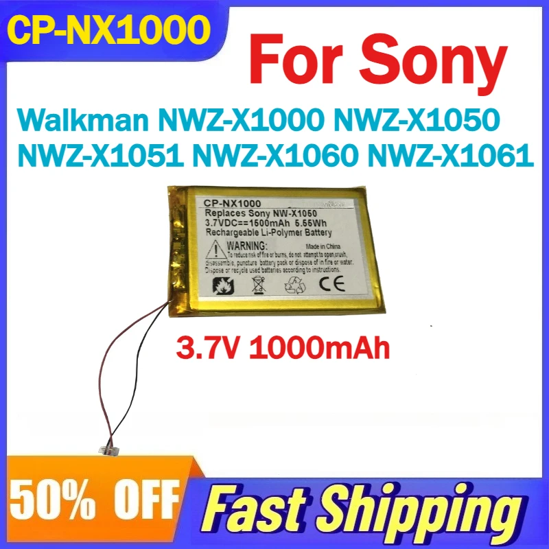 

3.7V 1000mAh CP-NX1000 Battery for Sony Walkman NWZ-X1000 NWZ-X1050 NWZ-X1051 NWZ-X1060 NWZ-X1061 Compatible LIS1414(SY6)