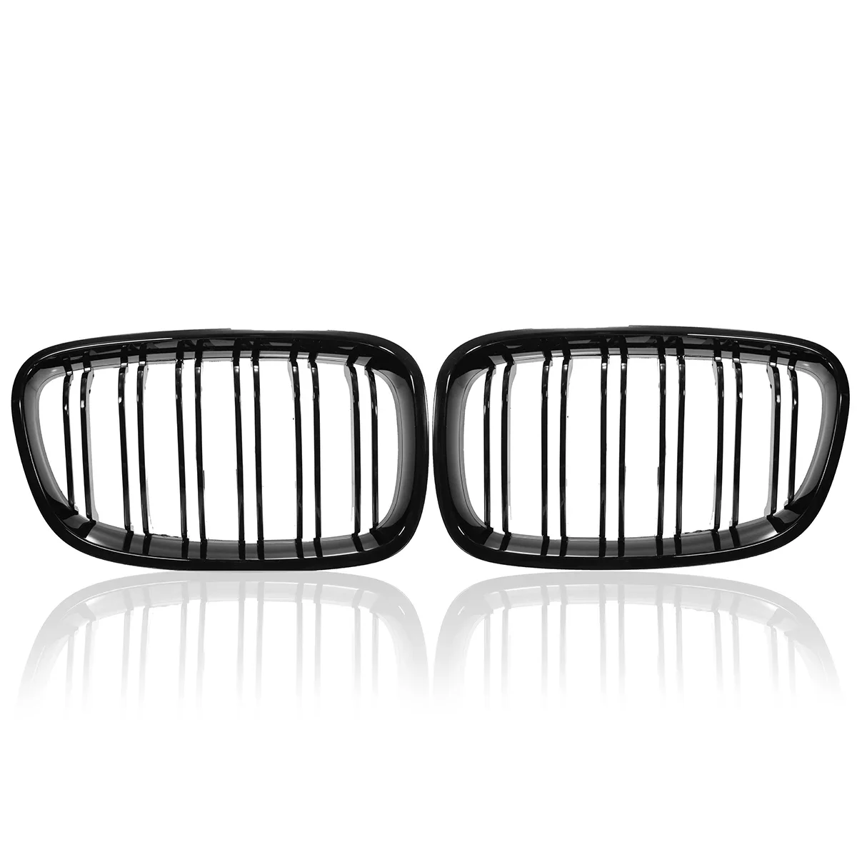 Glossy Black Front Bumper Kidney Racing Grille For BMW 1 Series F20 F21 2011 2012 2013 2014 1Pair Double Slat Sport Grill