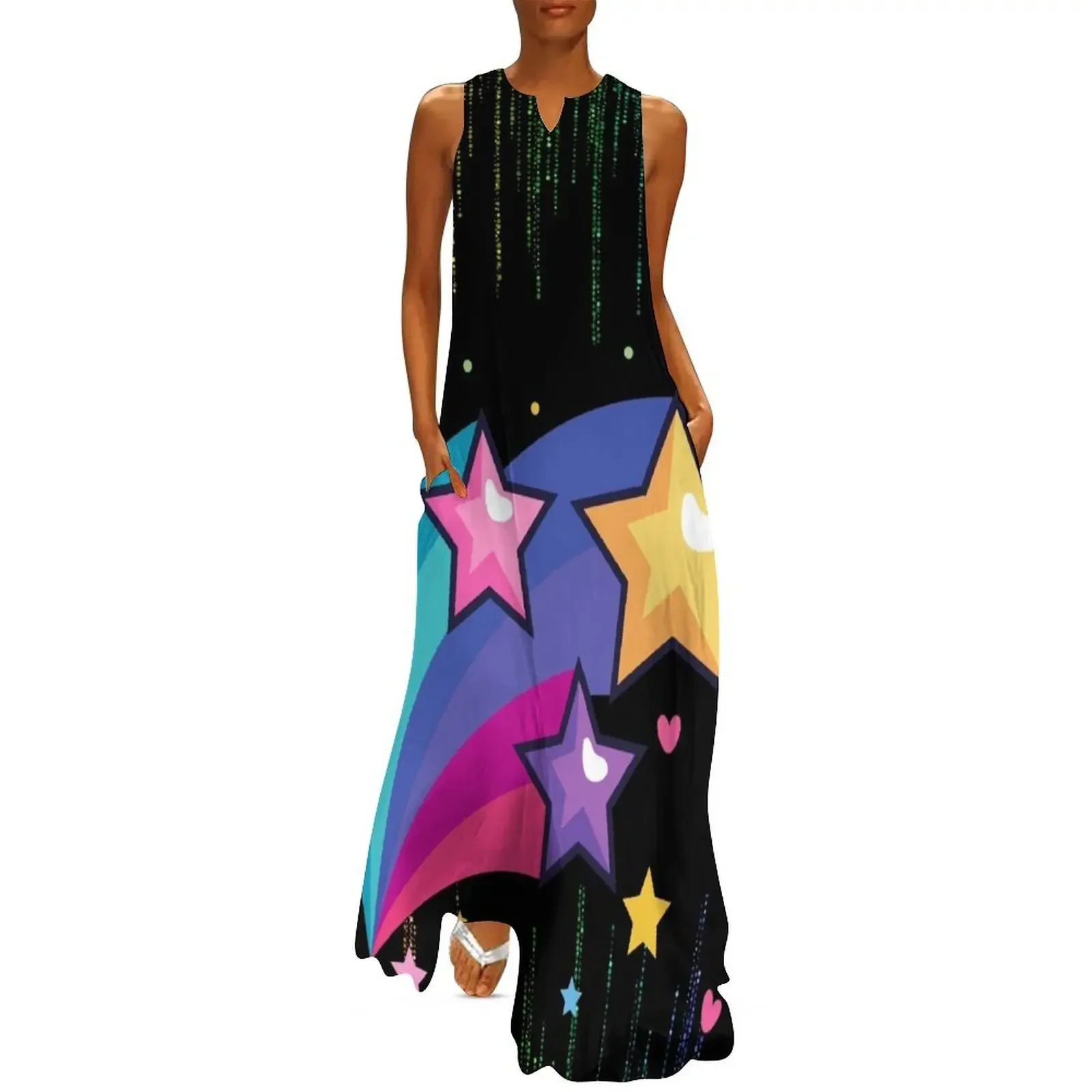 

Vibrant Color Shooting Star Illustration Digital Designs Long Dress Woman dresses dress for woman