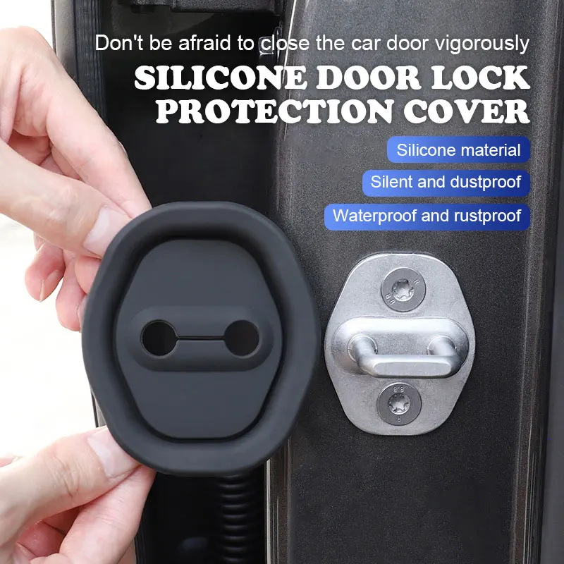 

4pcs Silicone Car Door Lock Buckle Protection Cover Elastic Anti-Collision Shock Absorbing Pad GM Door Lock Rustproof Buffer Pad