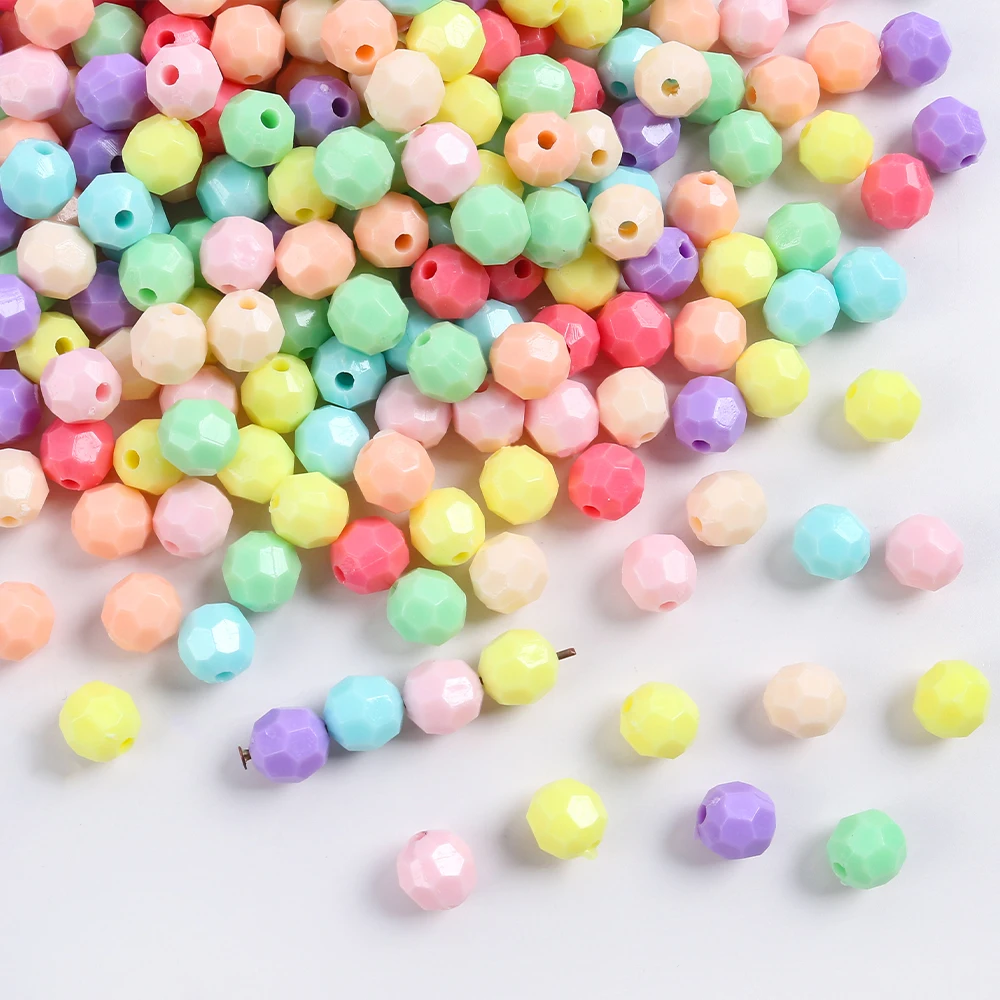 6-10mm Acrylic Candy Colours Multifaceted Geometry Beads Diy Handmade Necklaces Bracelets Jewellery Accessories Loose Beads