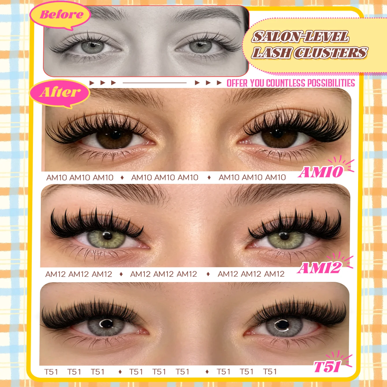 DM 300 Stück Wimpernverlängerungen im „Little Devil“-Stil, 10–16 mm, inklusive Kleber, Pinzette und Wattestäbchen, Manga-Wimpern, natürliches, voluminöses Aussehen. – Detail 5