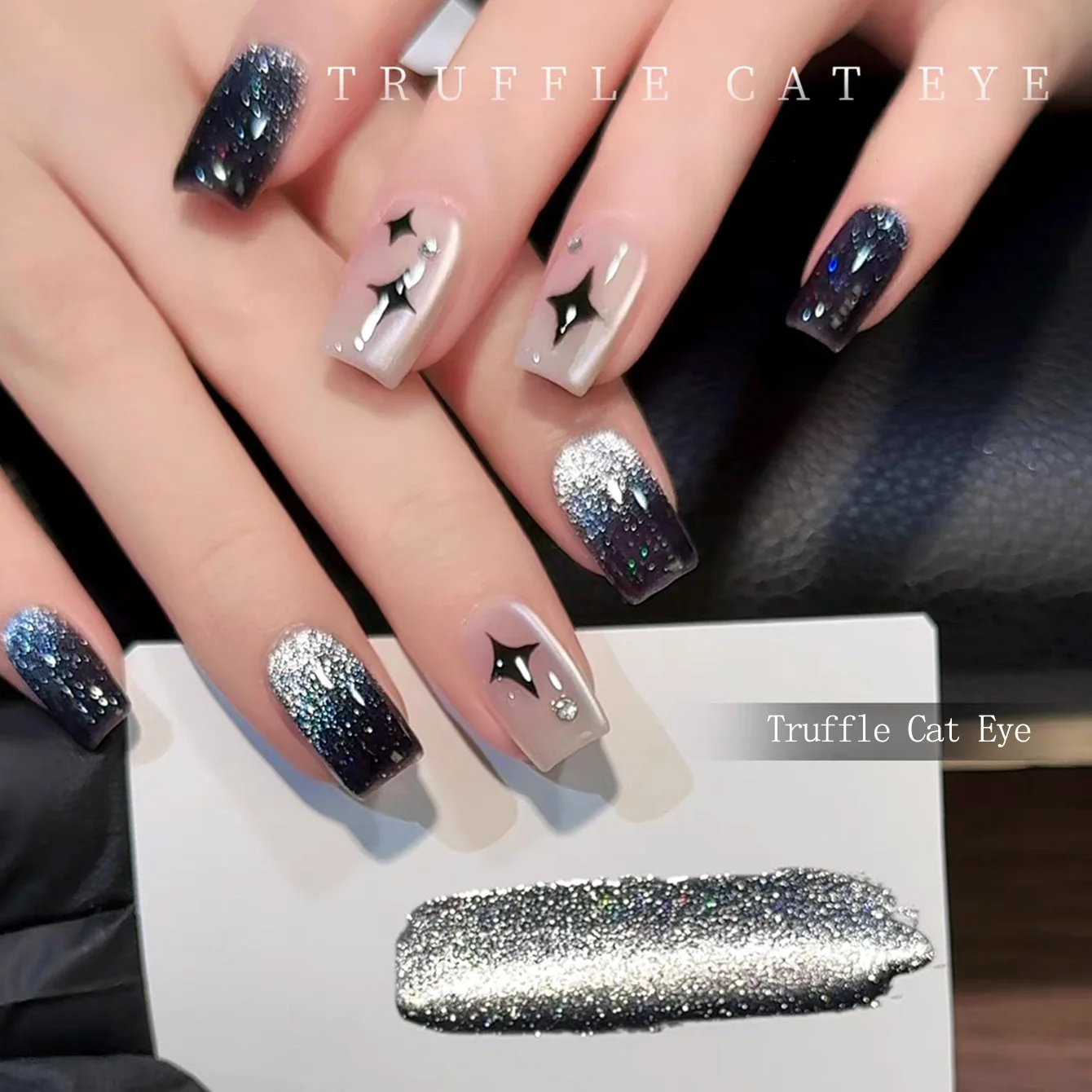 1-10pcs TC Black Truffle Cat Eye Gel Nail Polish 2026 New Summer Popular Bright Whitening Flash Black Crystal Cat Eye Nail Art