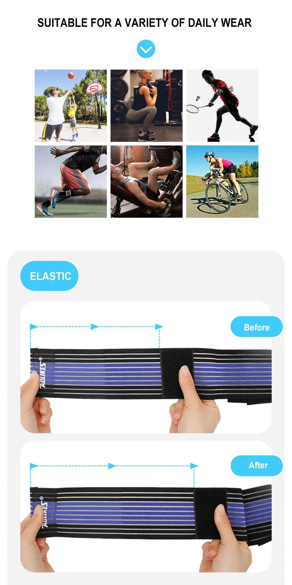 AOLIKES Professionelle Sport-Erdungsbandagen, elastische Knöchelstütze, Polster, Schutz, Knöchelbandage, Schutz für Fitnessstudio – Detail 11