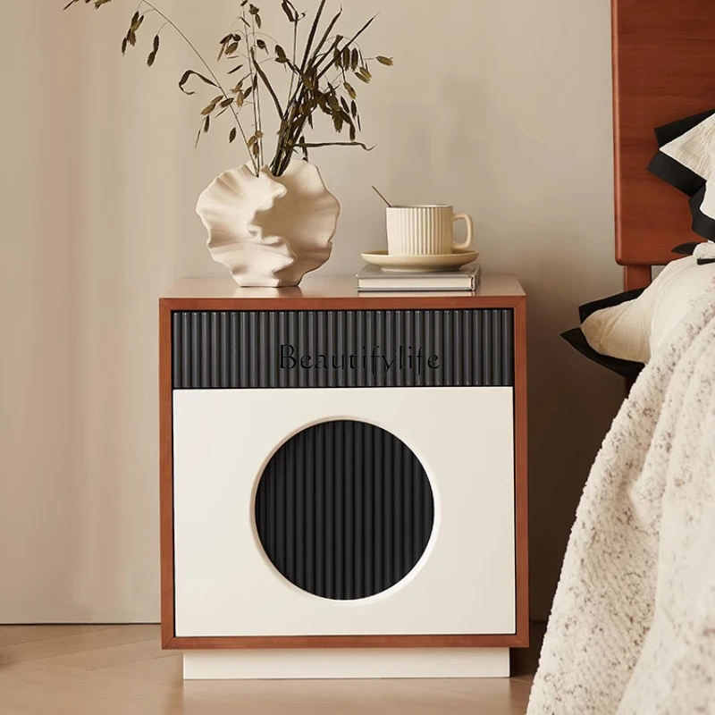 

Retro bedside small apartment living room chest cabinet solid wood simple sofa cabinet