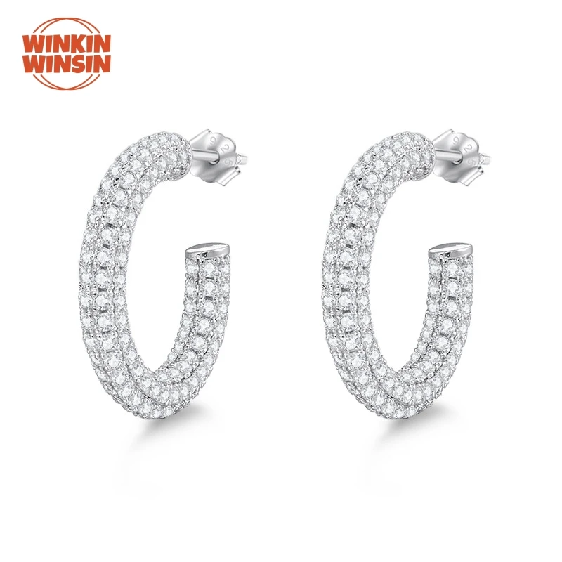 

Winkin Winsin брендовые роскошные брендовые дизайнерские серьги с сертификатом GRA, женские серьги из стерлингового серебра S 925, двойные серьги C, ювелирные изделия