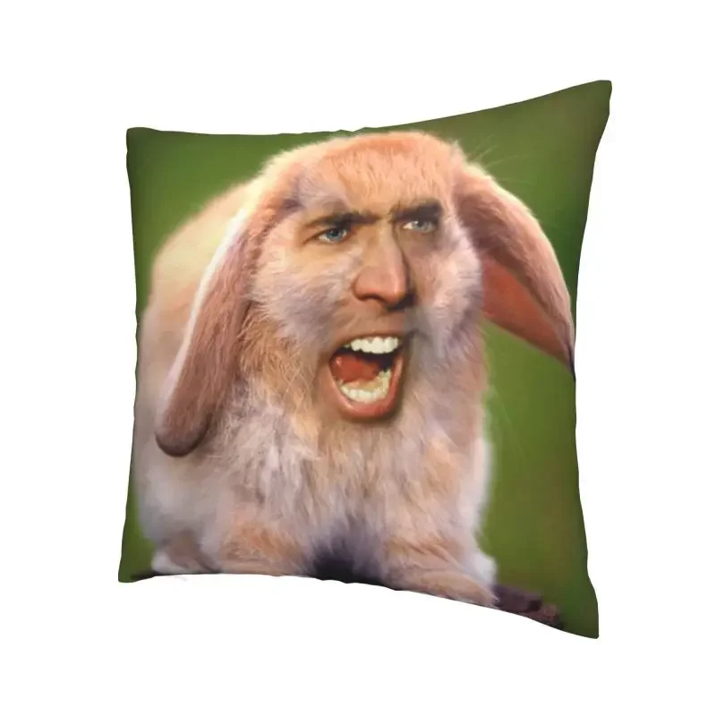 Nordic Style Nicolas Cage Rabbit Throw Pillow Case Home Decorative Custom Funny Meme Cushion Cover 45x45 Pillowcover for Sofa