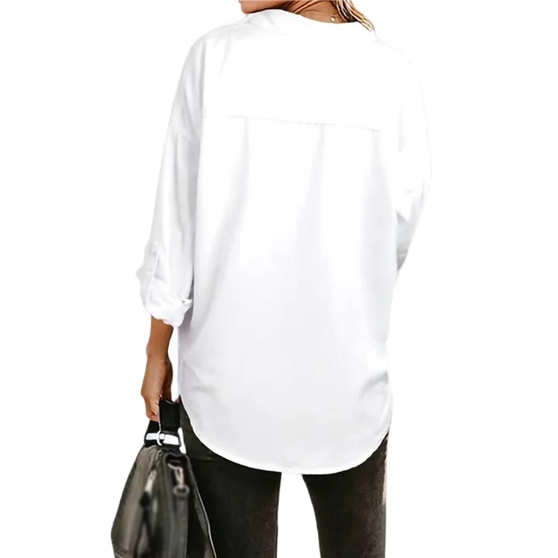 

AOAO-Женские рубашки на пуговицах с V-образным вырезом Свободная повседневная рубашка