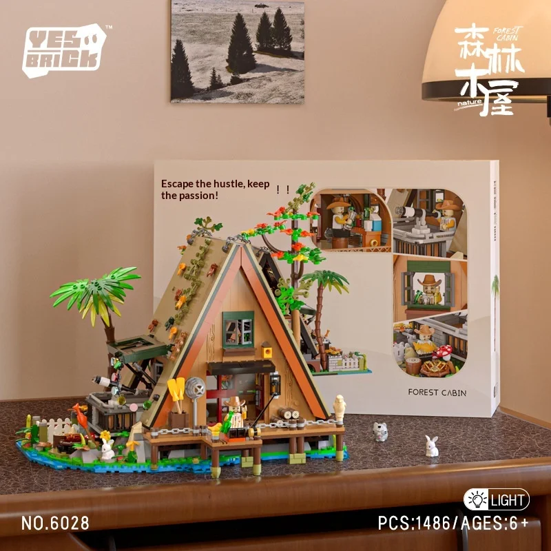 NO.6028 Forest Wooden House Building Puzzle Assembly Building Blocks High Difficulty Toy Model
