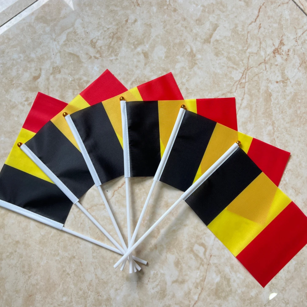 Belgium Hand Flag14x21cm Bel BE Belgium hand flag with flagpole