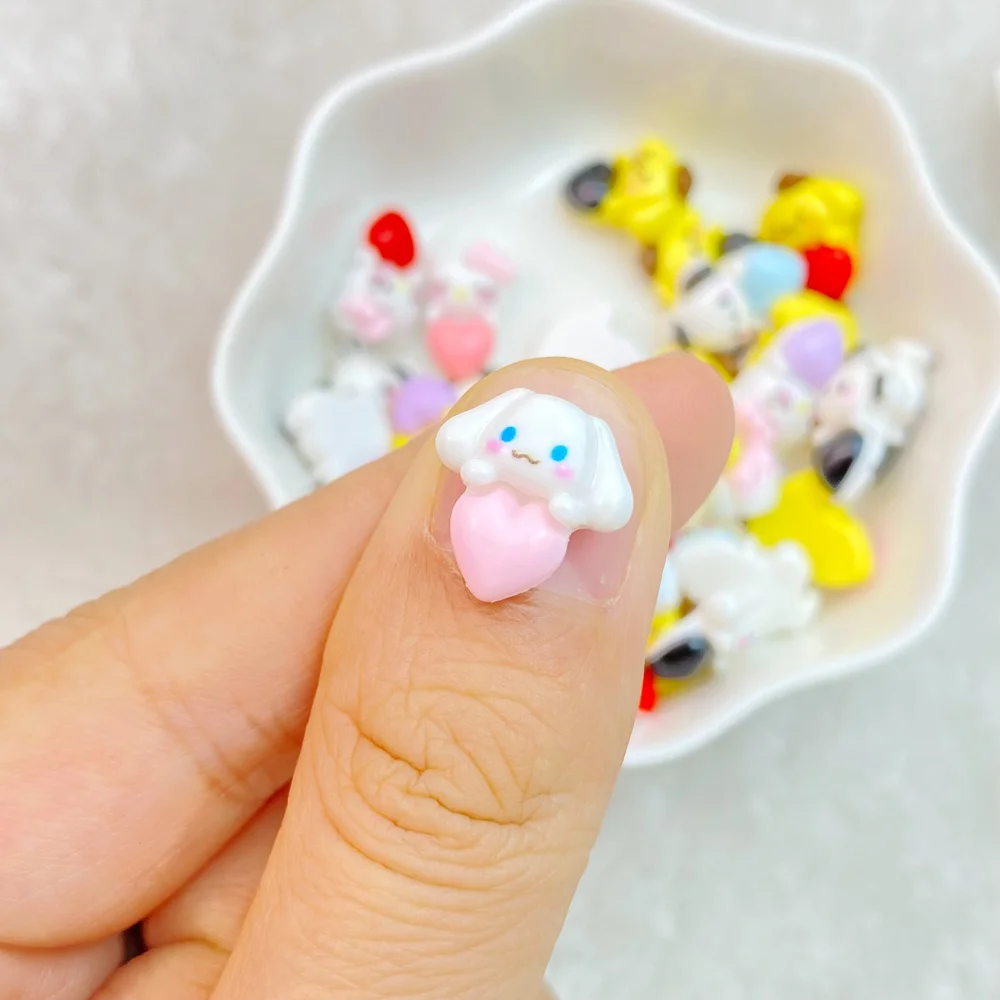 20 stuks nieuwe schattige hars mini kleine hond, kat serie platte achterkant manicure onderdelen versieringen voor haarelastiekjes accessoires