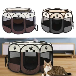 Foldable Pet Tent Durable Grip Cat House Oxford Cloth Octagonal Pet Fence Portable Outdoor Small Dog Cages Cat Fences Dog Kennel