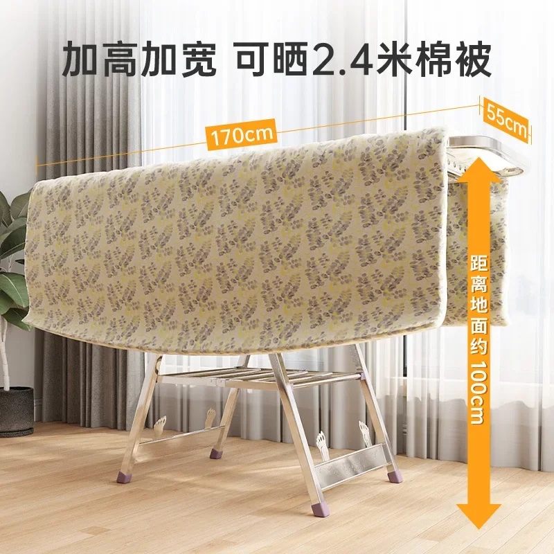 Stainless Steel Floor Clothes Rack, Foldable Laundry Stand for Home Bedroom Balcony, Drying Rack for Clothes Bedding