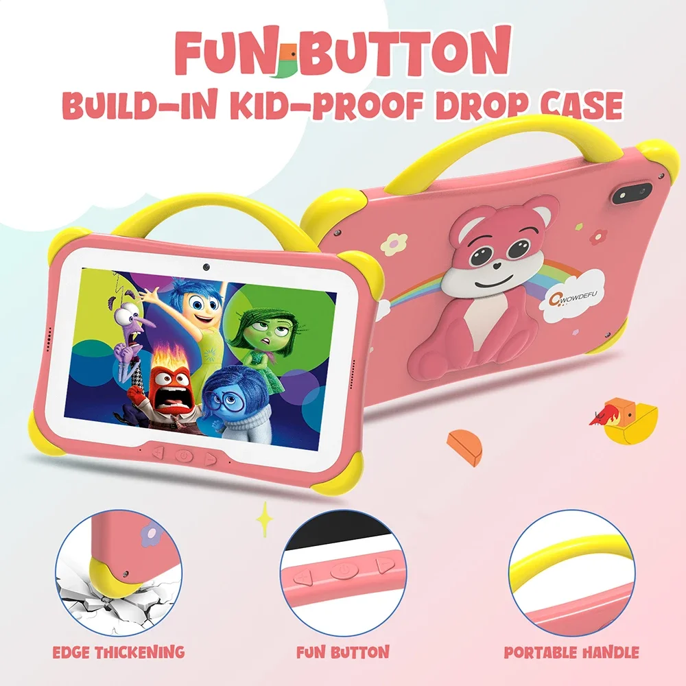 CWOWDEFU 7" Kinder-Tablet Android 14 8 GB 64 GB Octa Core WiFi6 Google Play Kinder-Tablets für Mädchen Bildung Geschenk 4000 mAh Hebräisch