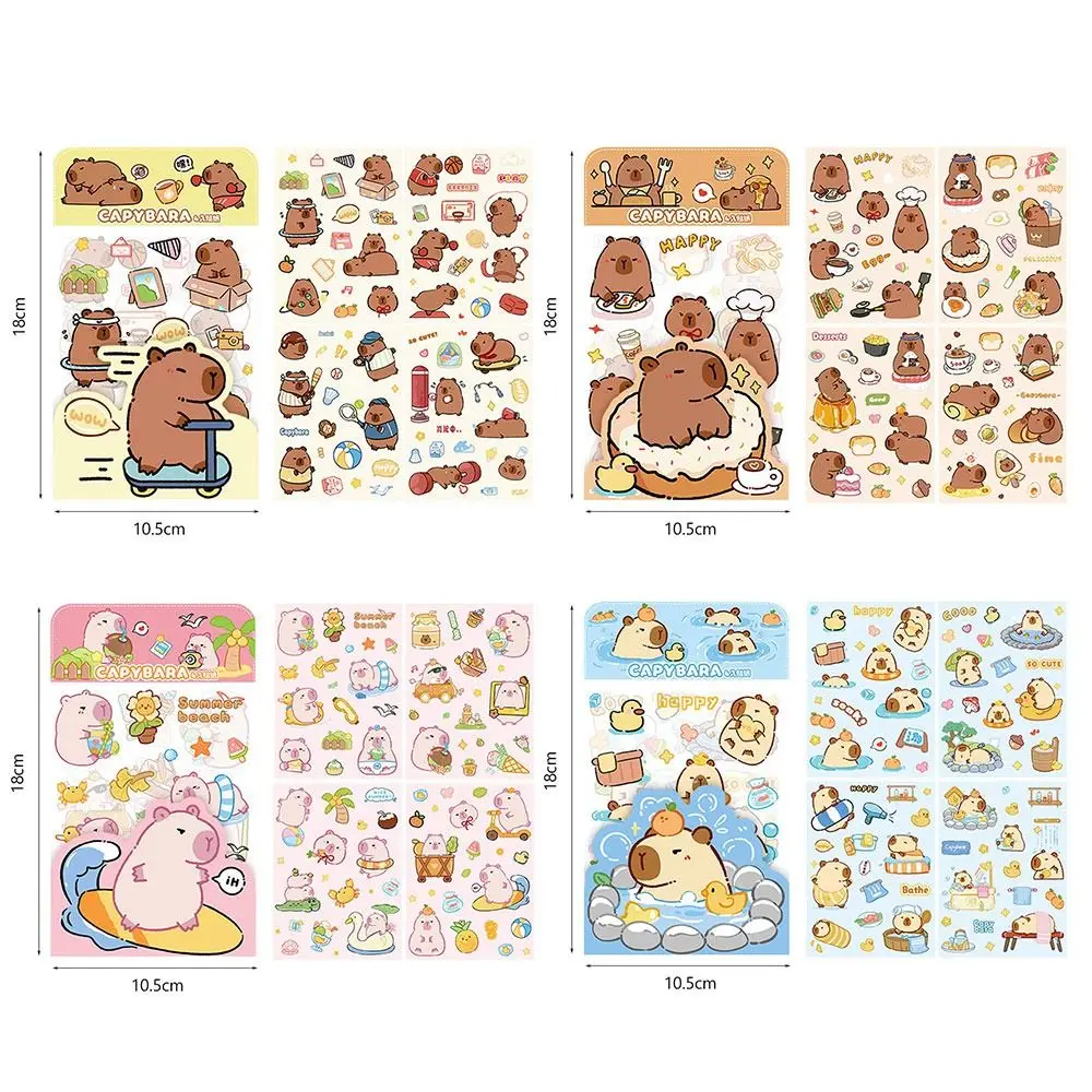 New PET Capybara Sticker Cartoon Material Scrapbooking Capybara Handbook Stickers Stationery Cartoon Decorative Stickers