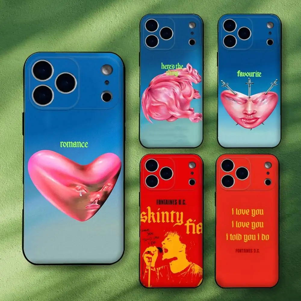 Banda F-Fontaines CC Custodia per telefono Romance per iPhone 17,16,15,14,13,12,Pro,Max,Plus,E,SE4,Air,Mini Funda morbida nera