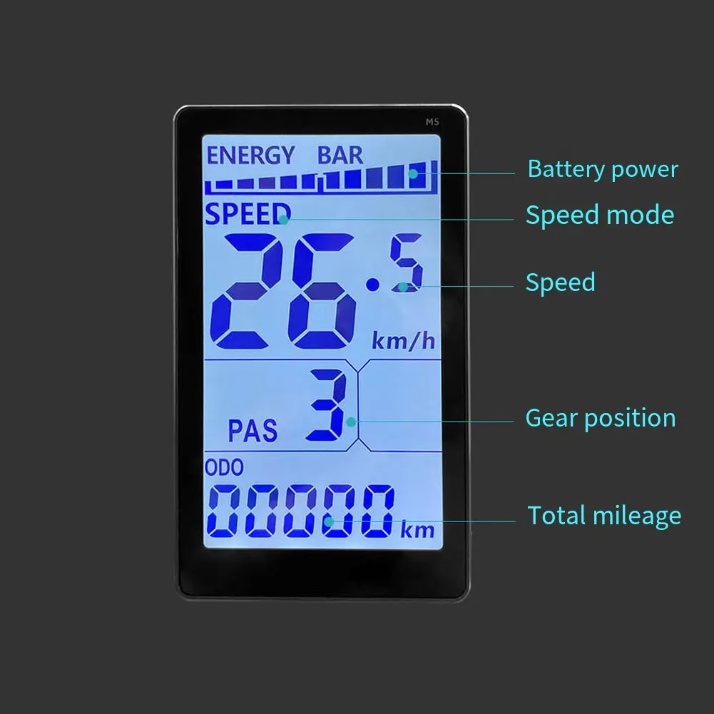 Electric Bike LCDM5 Display 24V 60V with Waterproof Connector for Real Time Monitoring of Speed Battery Mileage and Fault Codes