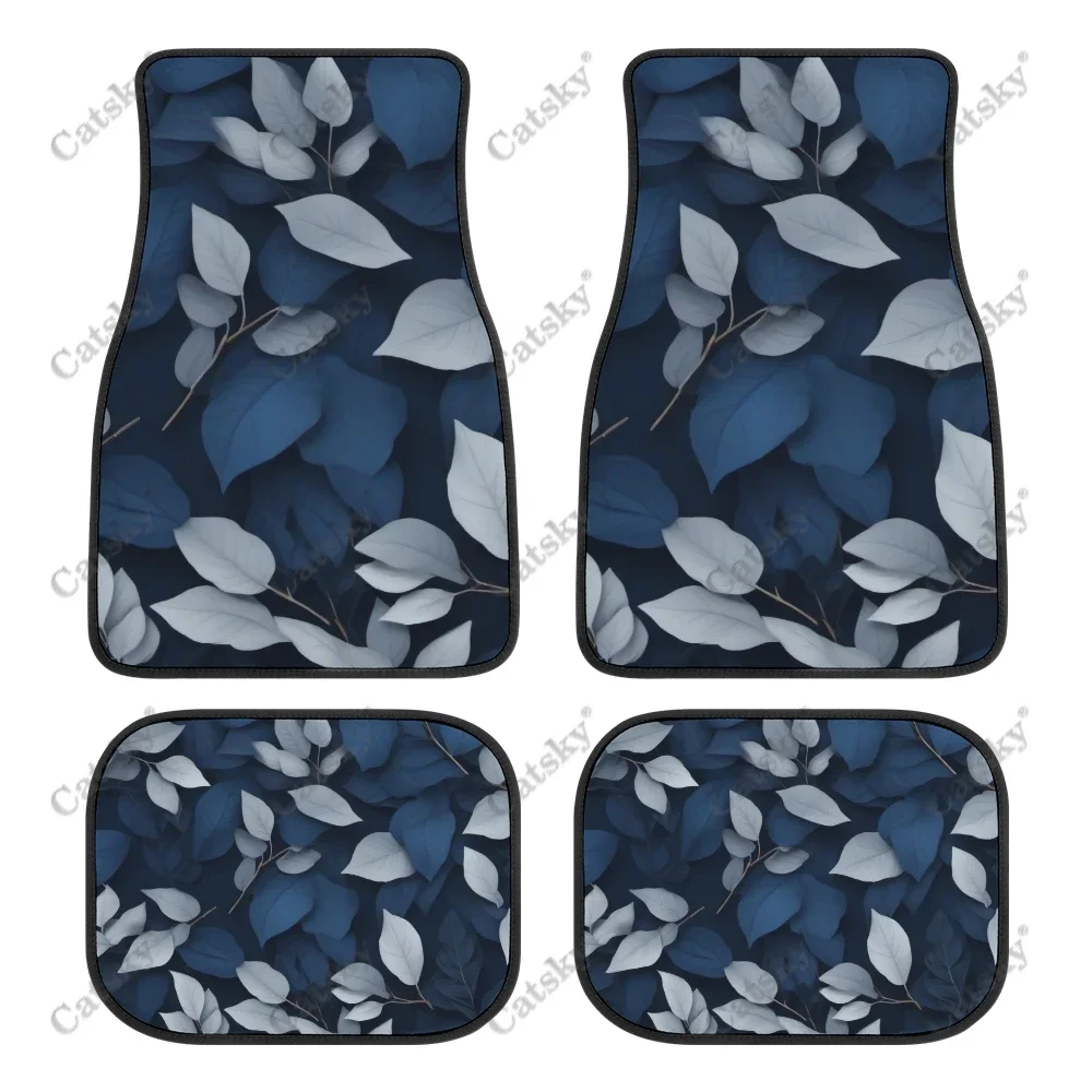 

Abstract Modern Blue Leaves Auto Floor Mats Carpet, Customized Car Floor Mats All Weather Automotive Floor Pad for Stylish