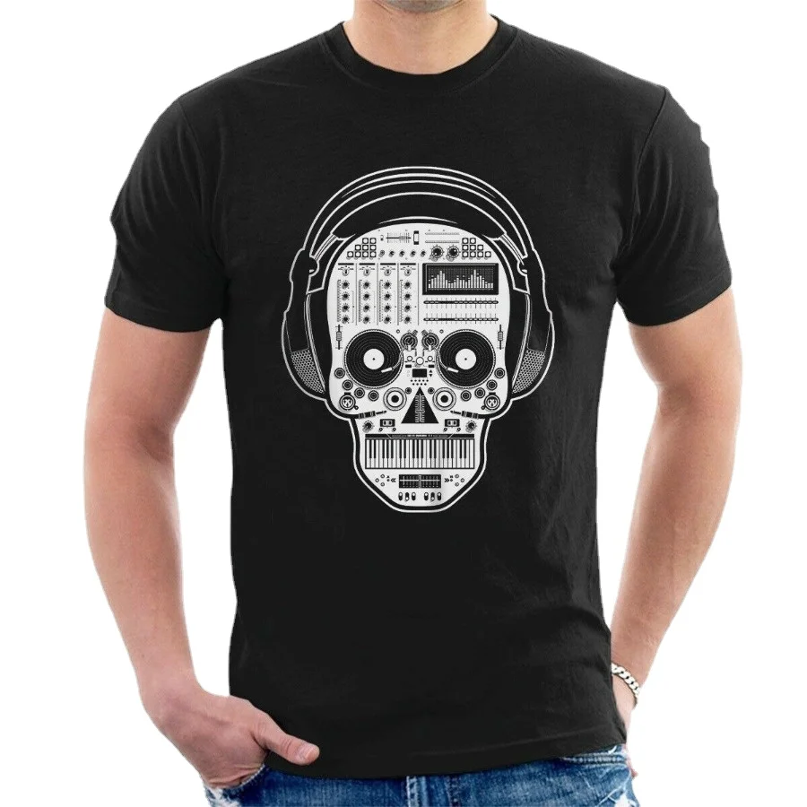 Skull Synthesizer DJ Party Mens T-Shirt. Summer Cotton Short Sleeve O-Neck Unisex T Shirt New S-3XL