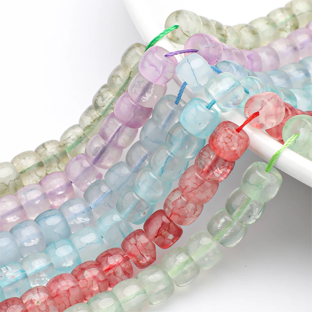 

45 шт./лот 8x10 мм хрустальное стекло цилиндрические бусины с кракле свободные проставки поделки для самостоятельного изготовления ювелирных изделий браслет-подвеска ожерелье