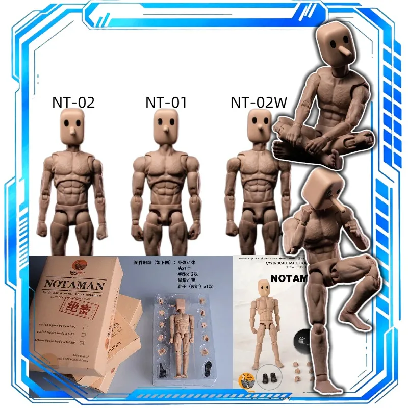 

Notaman 1/12 Square-headed Male Action Figure Joint Body Doll NT-01 NT-02 NT-02W 6'' Male Soldier Flexible Body Model Toy