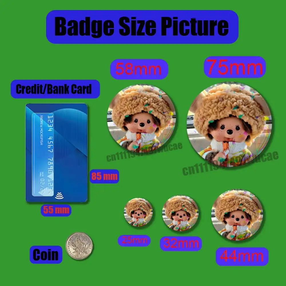 For Cartoon M-MonchhichiS Badge Case Custom Pin Insignia Emblem Round Brooch Button Hats Laser Cover