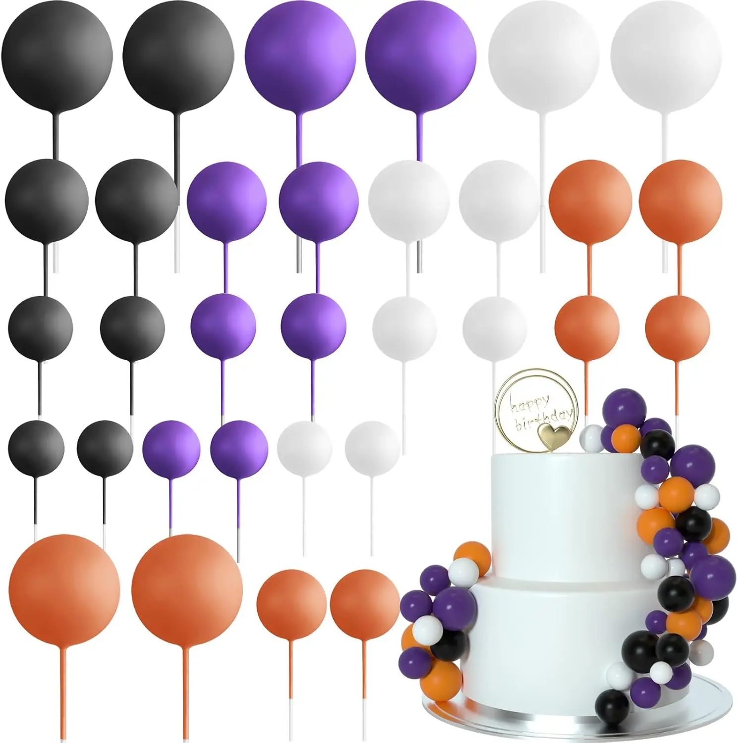 32 Stück Weihnachtskugel-Kuchenaufsatz, Dekorationen, Schaumstoffkugeln, Kuchenaufsatz, Kugeln, Kuchendekorationen für Hochzeit, Party, Geburtstag – Detail 6