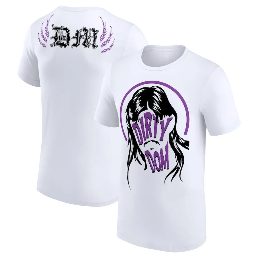 White Dominik Mysterio Dirty Dom Mullet T-shirt 2024 New Famous Wrestling Men's and Women's Summer Short Sleeves