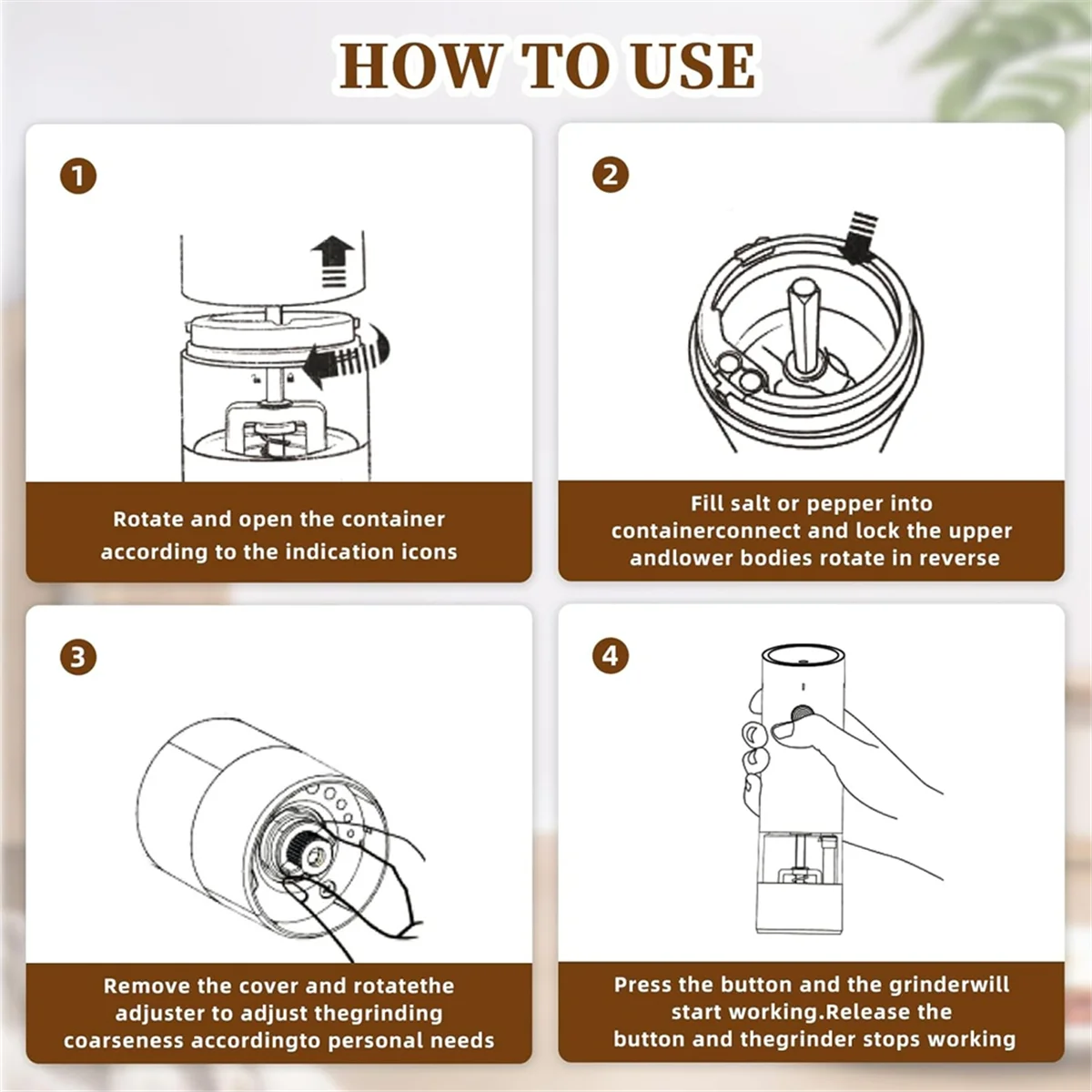 

abrader Electric Salt and Pepper Grinder Set-Automatic Pepper and Salt Grinder Refillable with 6Adjustable Coarseness Adjustable
