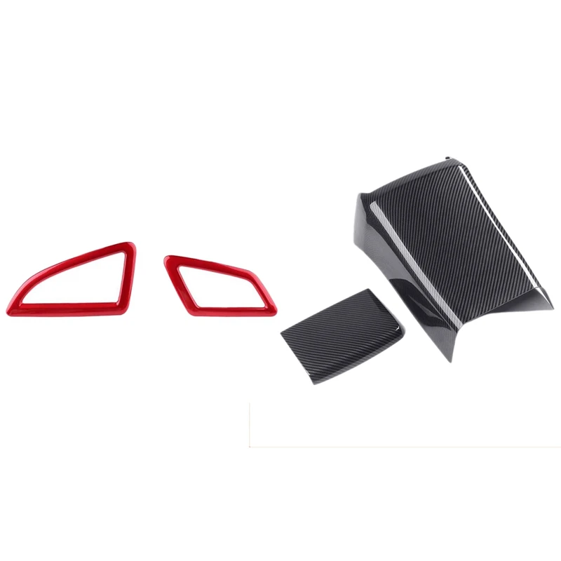 1 Set Car Rear Armrest Box Plate Panel Trim Cover & 2 Pcs Dashboard Air Vent Wind Outlet Cover Trim Sticker