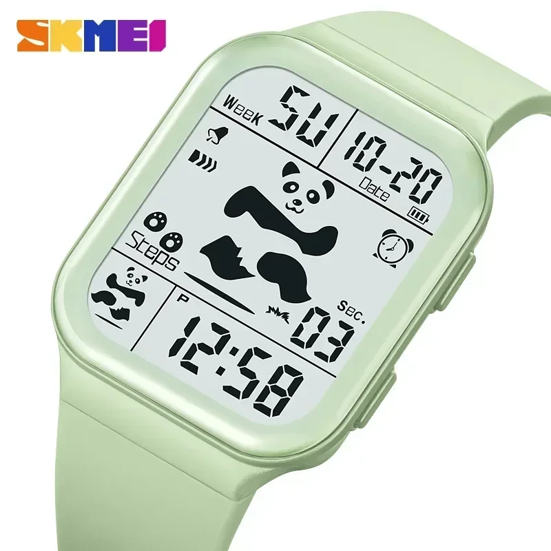 

SKMEI Women Stopwatch Lady Wristwatch Shockproof reloj mujer Cool Panda Pattern Dial LED Light Display Digital Watches 2216