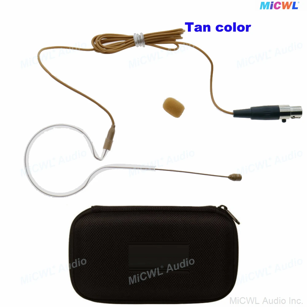 MiCWL Professional Earset Hanging Headset Noise Canceling Microphone For Shure Sennheiser AKG Wireless BeltPack System Tan Color