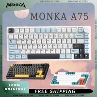 Monka A75 Wireless Mechanical Keyboard 3-Mode Aluminium Alloy 81Keys Hot Swap RGB Gasket Bluetooth5.0 Customized Gaming Keyboard