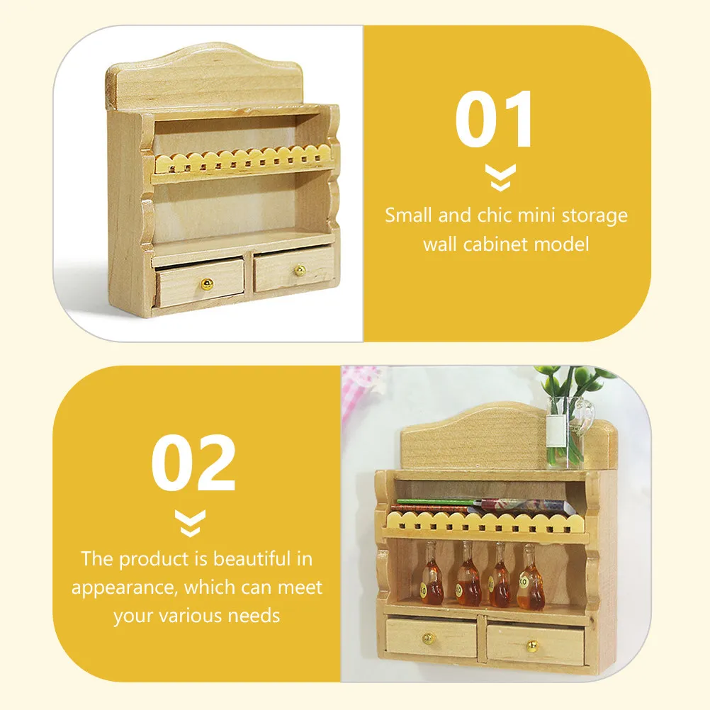 

Миниатюрный настенный шкафчик для кукольного домика, винтажный деревянный книжный шкаф, ретро-кухонный шкаф, декор для дома, проект для рукоделия, украшение интерьера комнаты