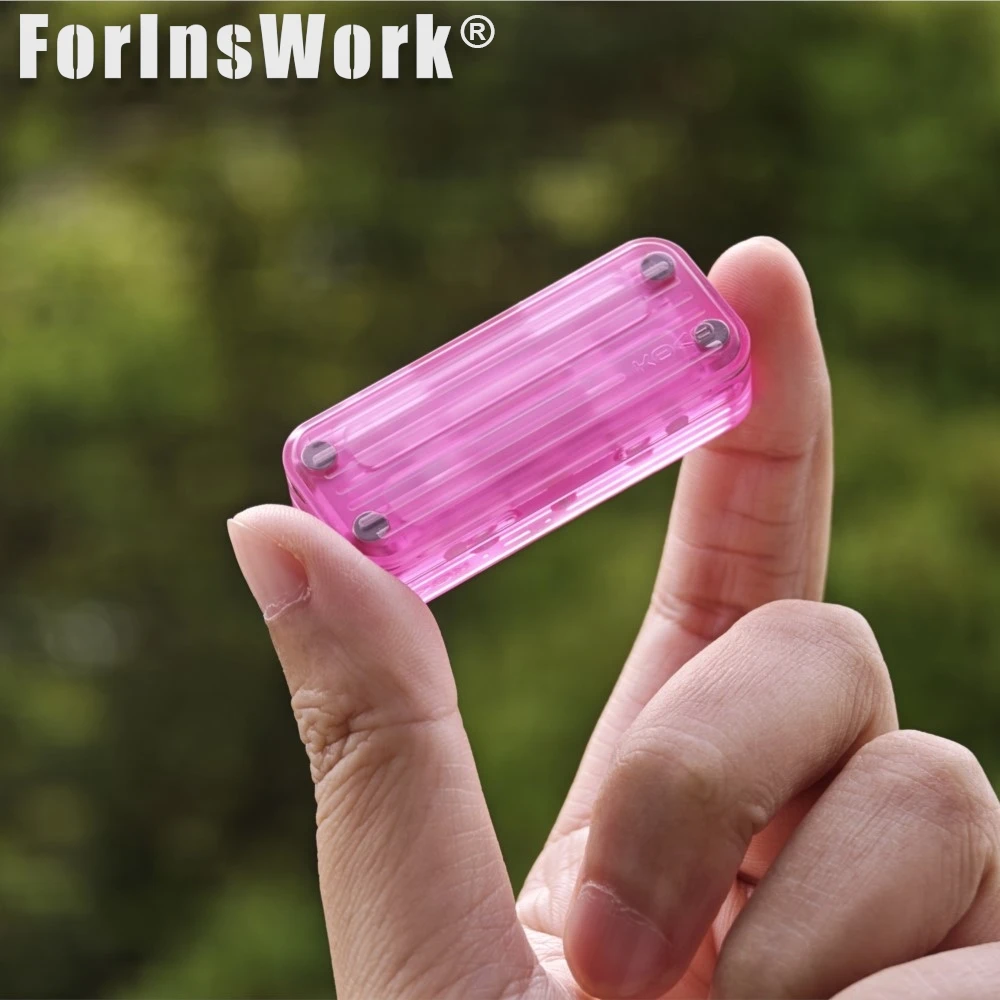 KOVO PMMA PINK Ultra-Dense Knife Grain Polished Finish Floating Light Push Slider | Magnetic Handfeel Mechanical Fidget Toy EDC