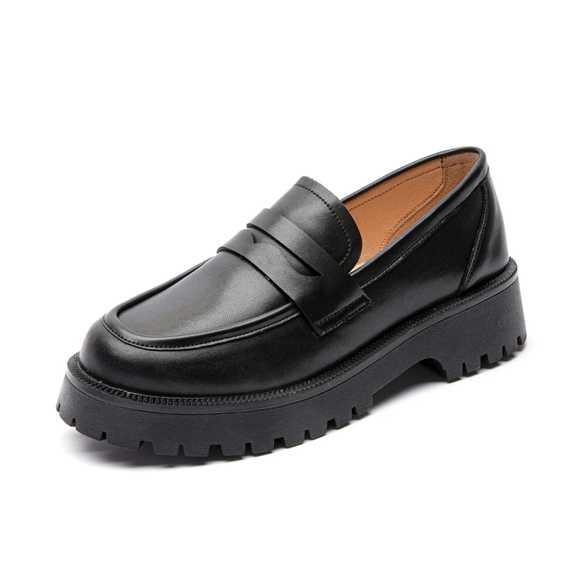 DIMANYU-mocasines de piel auténtica para mujer, zapatos de suela gruesa, estilo universitario, a la moda, para primavera, 2024