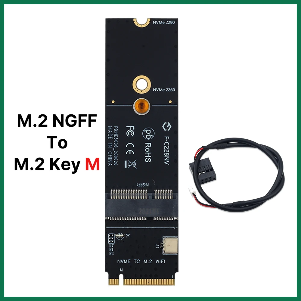 

M.2 A+E Key To M.2 M Key NVMe SSD WiFi Converter WiFi Card Adapter For AX210 AX200 9260 Network Card Wholesale