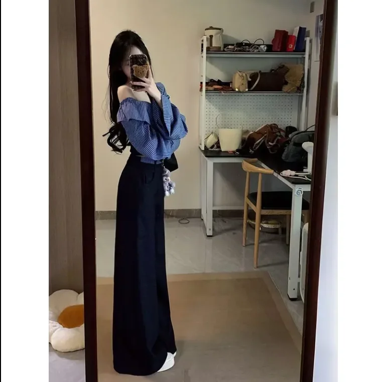 Conjuntos de 2 piezas para mujer, trajes sexys y elegantes con un solo hombro, Top de retazos, pantalones para mujer, trajes de ropa para mujer 2025
