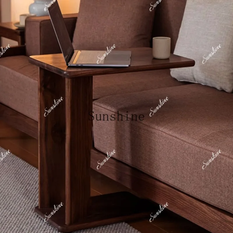 Black walnut solid wood living room sofa small coffee table balcony simple modern I-shaped design  FT