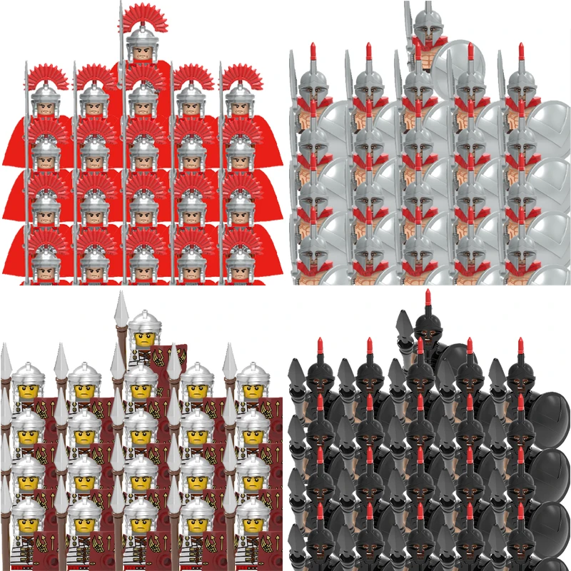 Medieval Age Castle Knights Spartan Warriors Crusader Roman Legion Infantry Cavalry Building Bricks Blocks knight figures toys