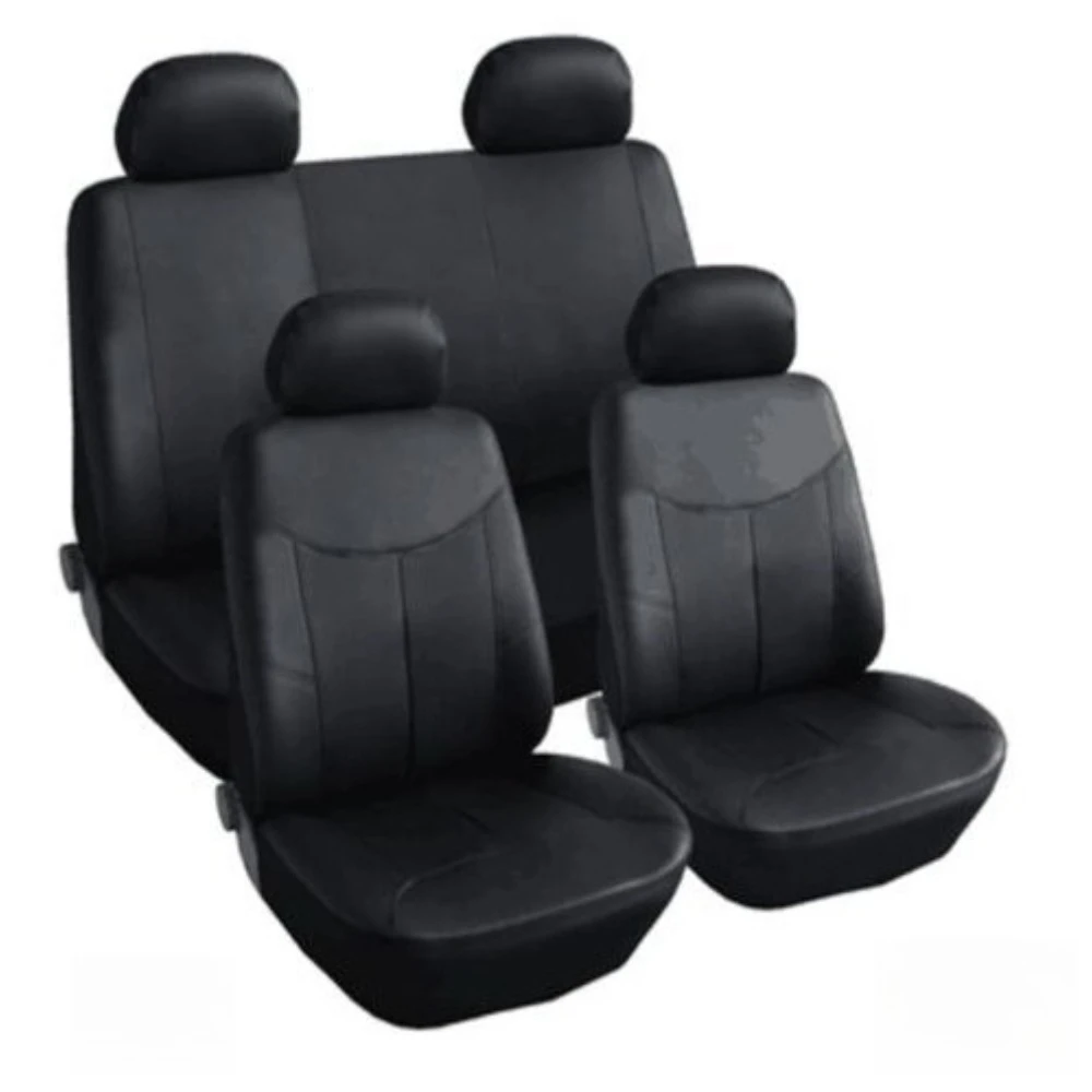 

PU Leather Car Seat Covers for Export: All-Season Black Faux Leather Universal Seat Covers for 5-Seater Vehicles