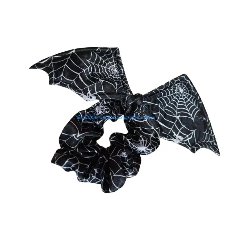 

E56A Festival Bat Arachnid Hair Tie Rope For Halloween Costumes Parties Daily Use Soft Cotton Fabric Party Hair Band