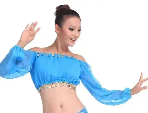 Женский костюм для танца живота, откровенный костюм для танца живота с блестками и открытыми плечами