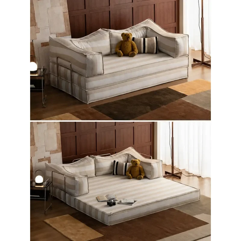 Ikuno Anmu Teddy Retro Folding Sofa Bed Dual Purpose Modular Fabric Couch for Small Apartment Living Room 2026 New Arrival