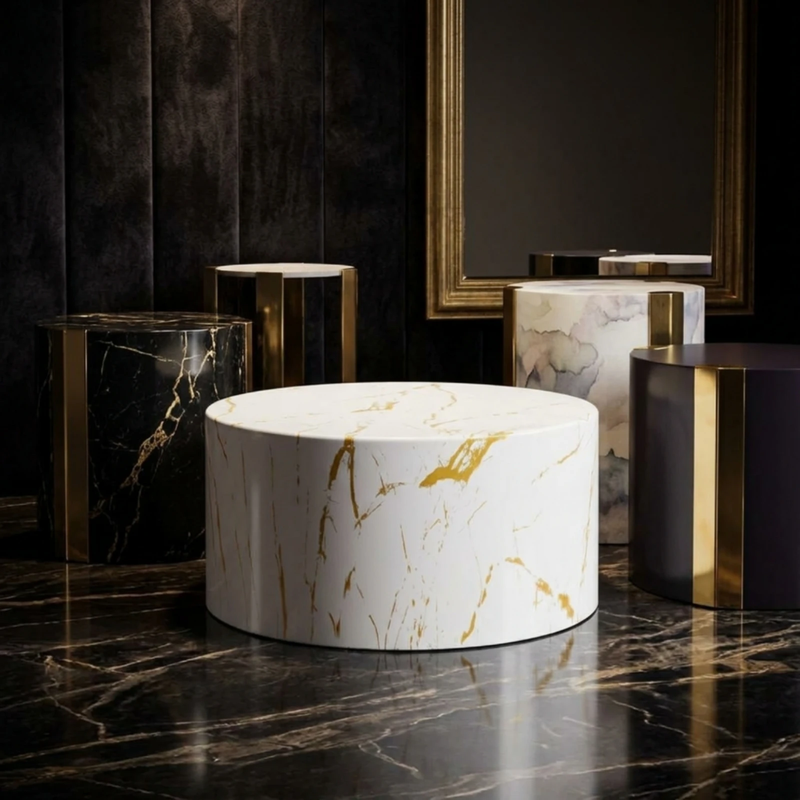 Présentoir cylindrique surélevé à plateau rond, socle de vitrine facile à nettoyer, mobilier de magasin au design moderne