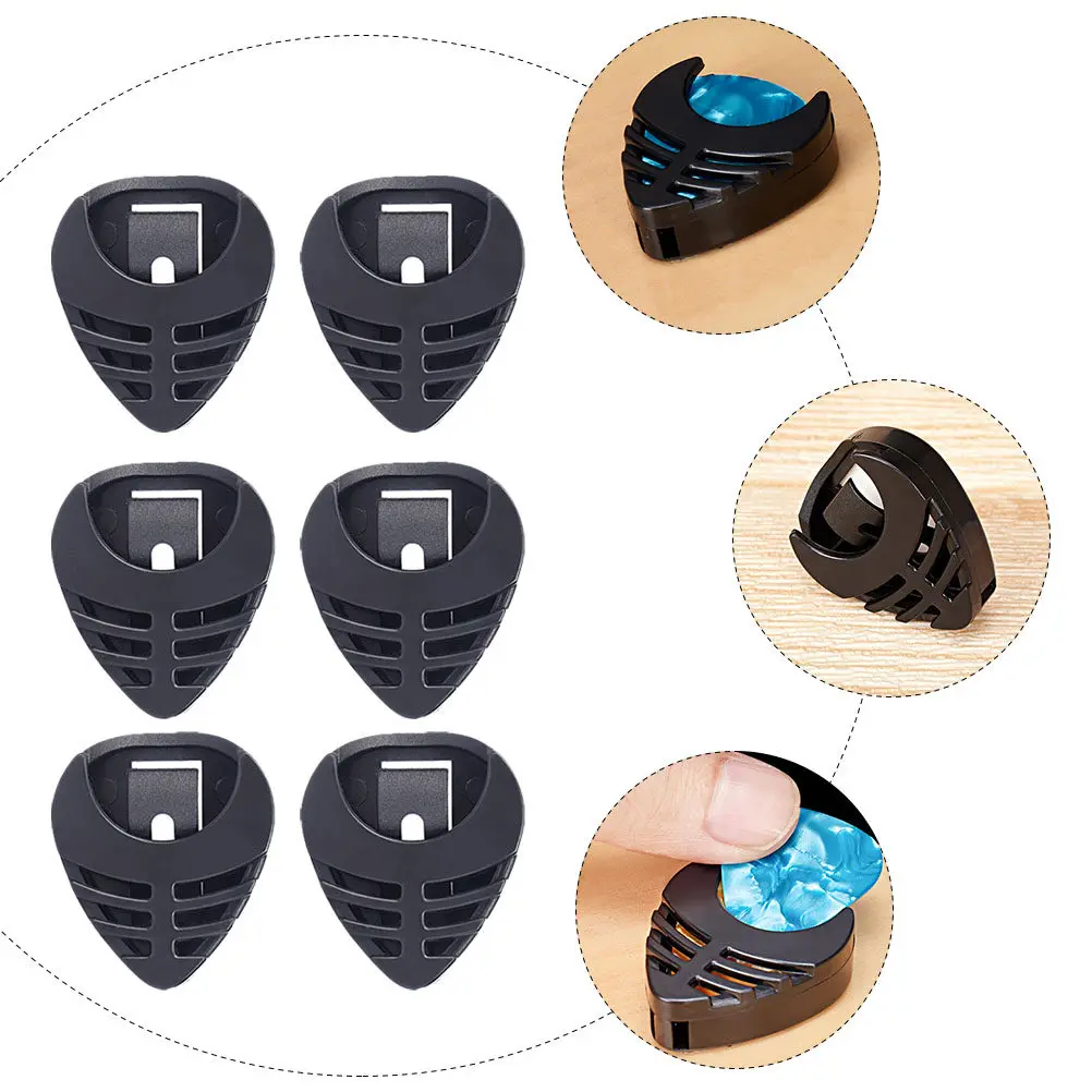 50Pcs Portable Hollow Plectrum Storage Boxes Lightweight Premium Plastic Spring Design Sticky Back for Guitar Bass Players