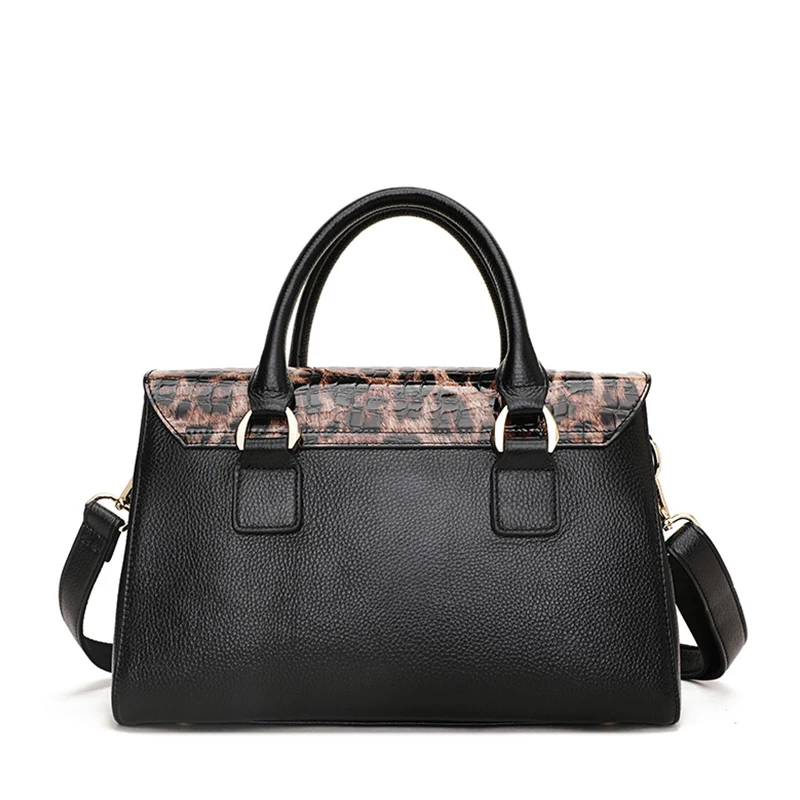 Aidrani    New Women\'s Handbag Made of High Quality Cowhide, Luxury Leopard Pattern Design, Large Capacity Portable Briefcase